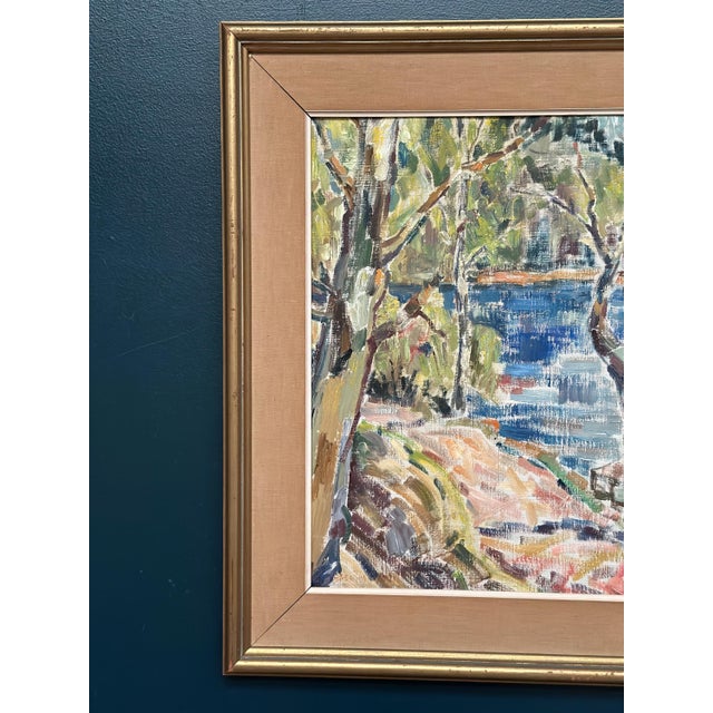 Mid-Century Modern Landscape Nature, 1950s, Oil Painting on Canvas, Framed For Sale - Image 3 of 18