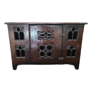 Vintage English Gothic Aumbry Cupboard For Sale