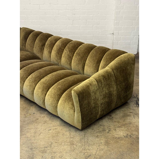 Green Low Profile Channel Sectional in Green- Floor Model For Sale - Image 8 of 12