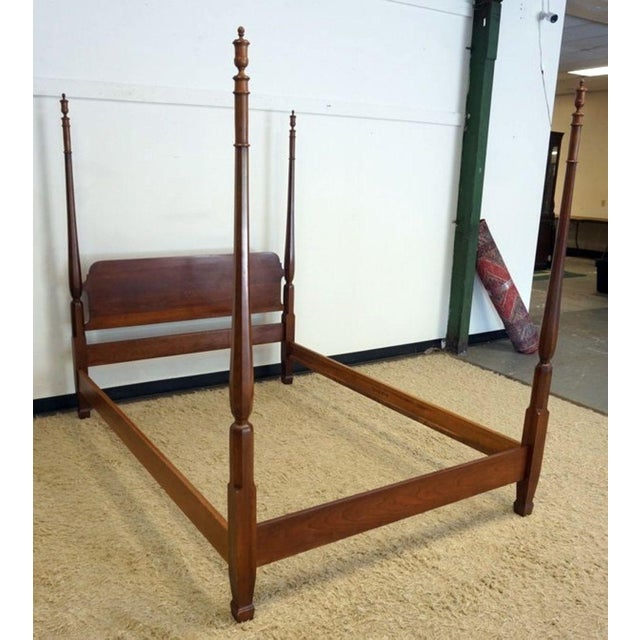 Traditional Late 20th Century Four Poster Solid Cherry Full Size Bedframe With Finials For Sale - Image 3 of 3