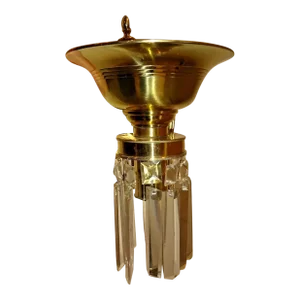 C1920's u.s.a. Art Deco Brass With Crystal Wall Sconces a - Pair