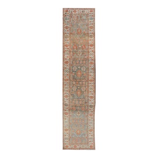 Fine Antique Persian Malayer Runner in Soft Tones of Blue and Orange 2'10 X 13'8 For Sale