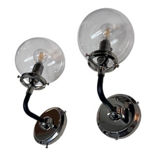 Restoration Hardware Bistro Globe Wall Sconces, Pair For Sale