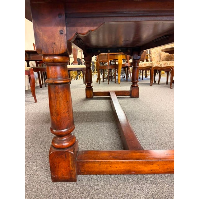Mahogany English Country Rustic Farmhouse Dining Table, Circa 1980 For Sale - Image 12 of 12