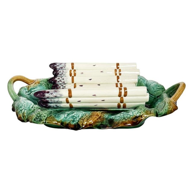 19th-Century Majolica Asparagus Serving Dish, France For Sale - Image 10 of 10