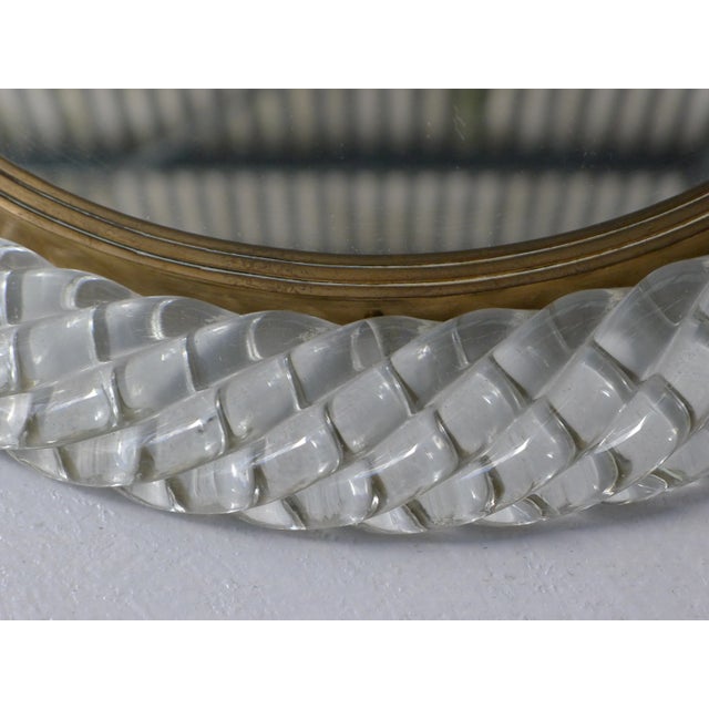 Venini Vintage Italian Round Murano Glass Treccia Mirror by Carlo Scarpa for Venini, 1950s For Sale - Image 4 of 13