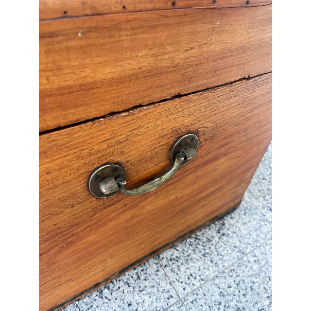 Wood Antique Brass-Trimmed Camphor Wood Chest For Sale - Image 7 of 12