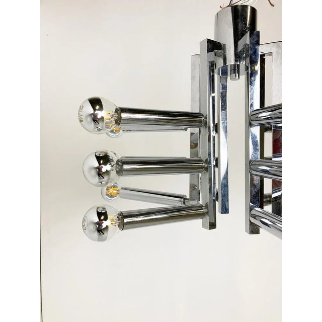 Vintage Chrome Chandelier attributed to Gaetano Sciolari, 1970s For Sale - Image 7 of 11