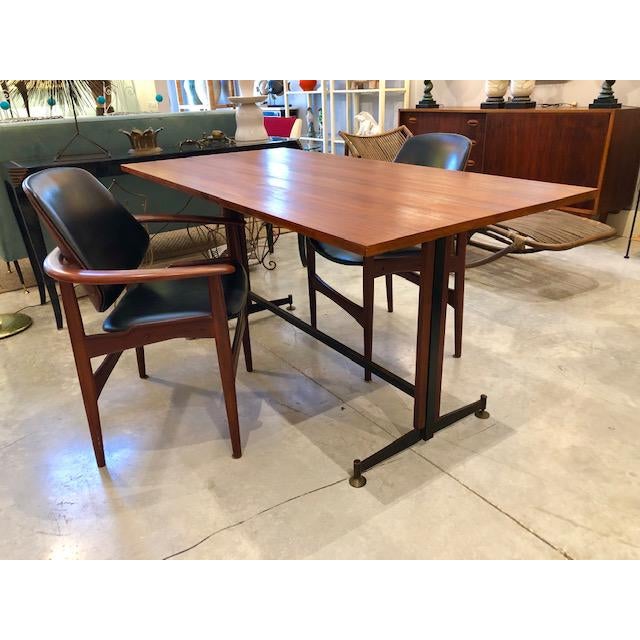 1950s Mid Century Modern Teak Iron Brass Dining Table Chairish