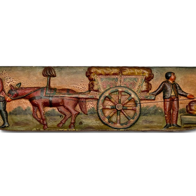 Outstanding Large Antique Hand Carved & Beautifully Painted Wood Italian Sicilian Donkey Cart Relic Fragment - 36 Inches Long For Sale - Image 12 of 18