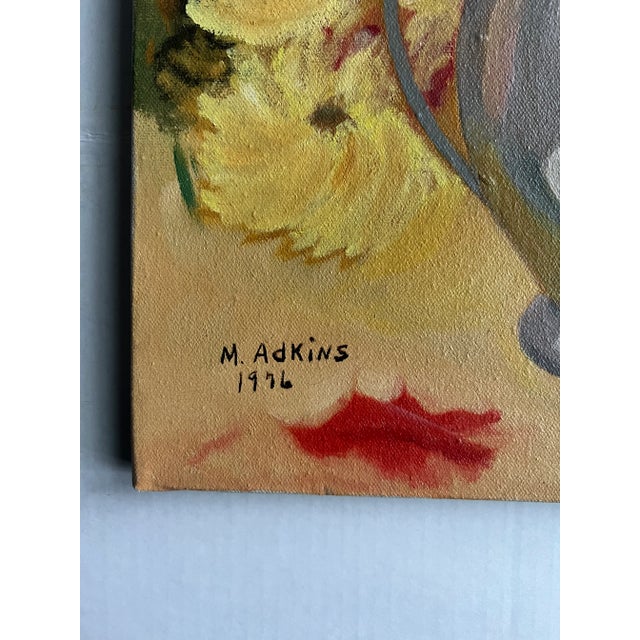 English 1970s' Vintage Still Life Painting of a Pitcher and Colorful Flowers For Sale - Image 3 of 10