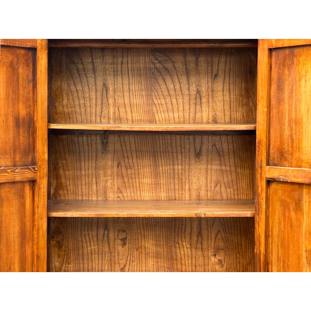 Chinese Distressed Turquoise Brown Large Armoire Wardrobe Cabinet For Sale - Image 11 of 15