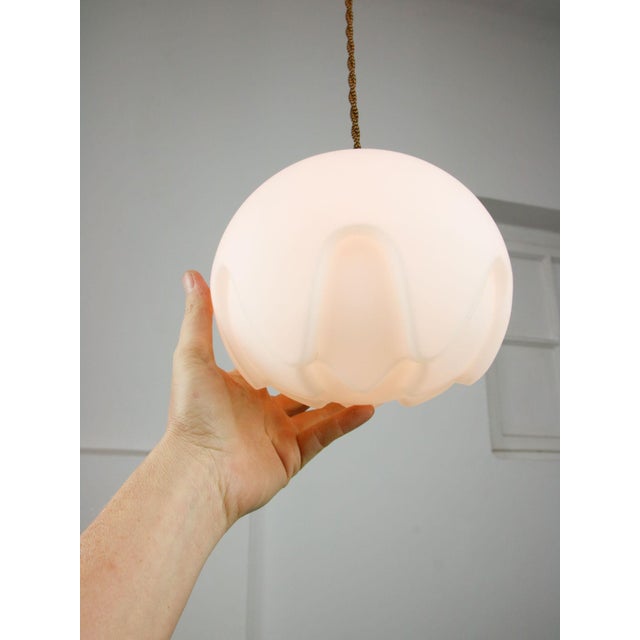 Goldenrod Mid-Century Modern Italian Pendant Lamp in Brass and Opaline For Sale - Image 8 of 15