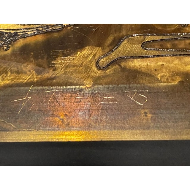 Copper 1970s Bernard Rohne Vintage Acid Etched Metal Artwork For Sale - Image 8 of 11