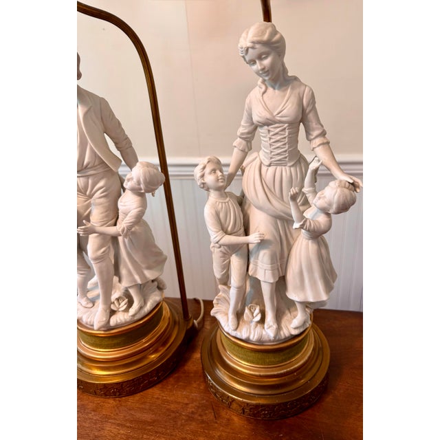 Mid 20th Century Large Parian Bisque Porcelain Sculptured Lamps For Sale - Image 6 of 12
