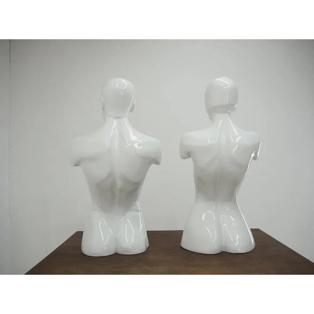 Vintage Man and Woman Porcelain Bust, Sculpture, Italy, 1980s For Sale - Image 4 of 13