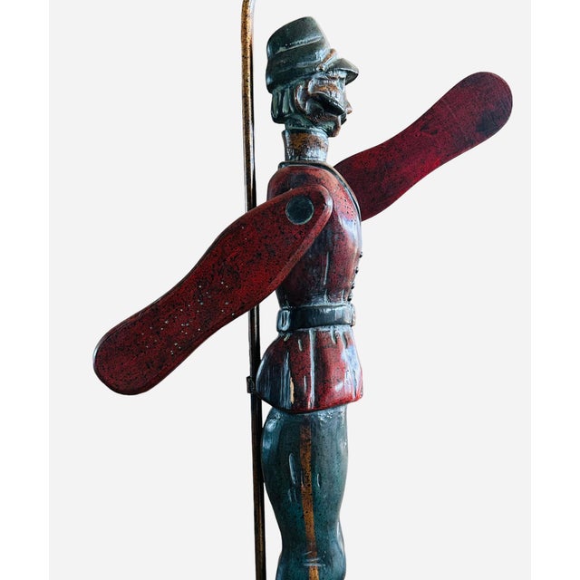 1910s 1910 English Folk Art Whirligig Carved Wooden Lamp For Sale - Image 5 of 9