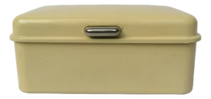 Bauhaus Nickel-Plated Metal and Beige Lacquered Biscuit Tin by Marianne Brandt for Ruppel-Werke, 1926