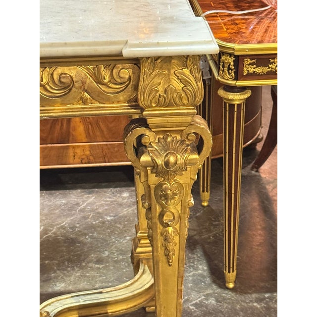 19th Century 19th C. French Louis XV Giltwood Console For Sale - Image 5 of 9