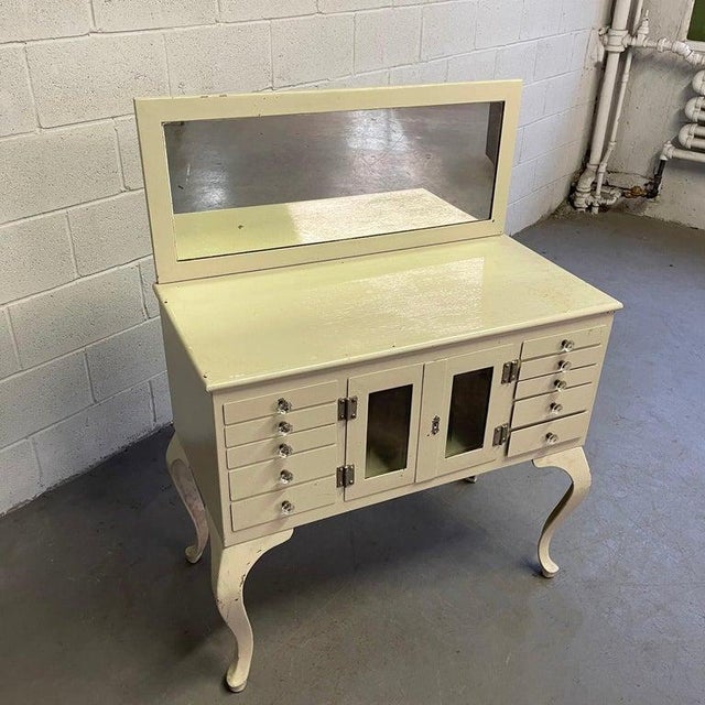 Metal Antique Steel Apothecary Medicine Cabinet With Mirror For Sale - Image 7 of 12