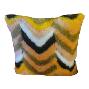 Chevron Colorful Missoni Style Furry Zig Zag Patterned Throw Pillow