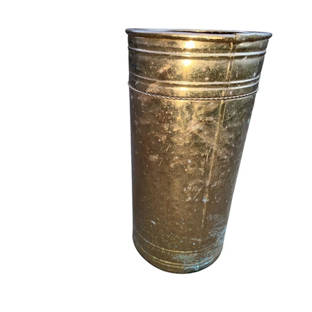 1970s Brass Bow Tie Umbrella Holder 13” For Sale - Image 9 of 12
