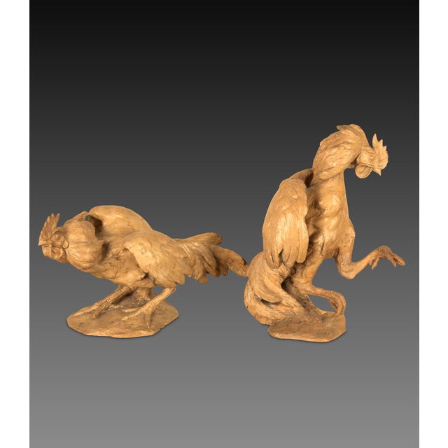 Mid 19th Century Antique Italian Terracotta Cockerels, 1850, Set of 2 For Sale - Image 5 of 8