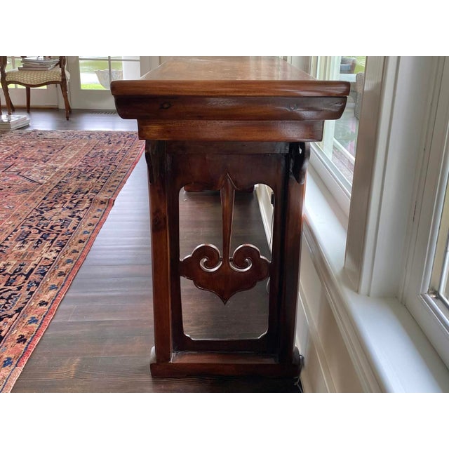 19th Century 19th Century Chinese Hand-Carved Altar Console Table For Sale - Image 5 of 9