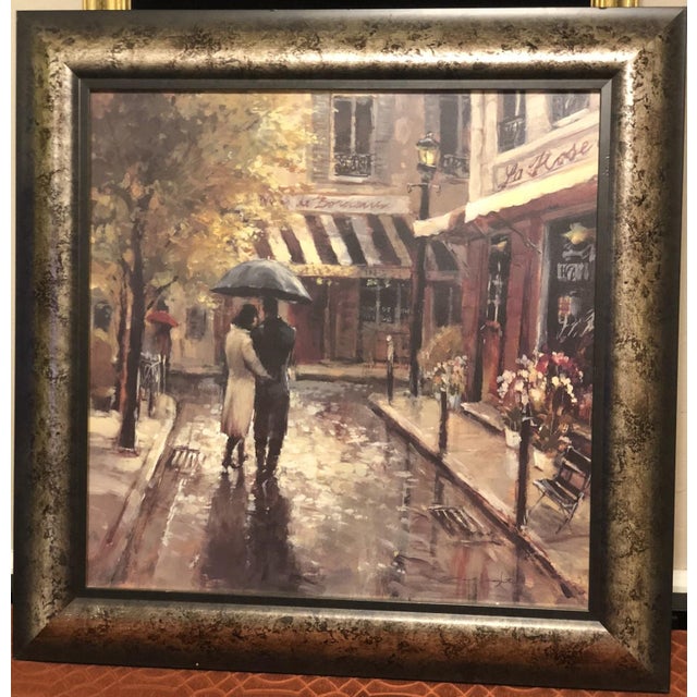Brent Heighton "Romantic Stroll" Framed Parisian Impressionist Print For Sale - Image 4 of 6