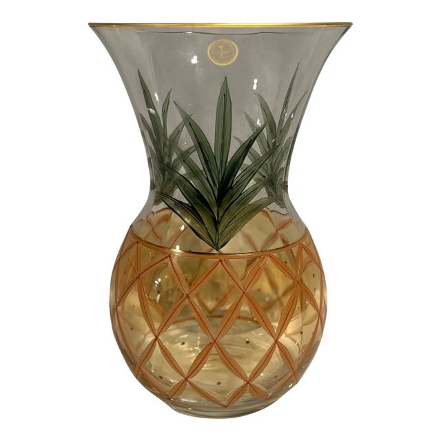 Vintage Romanian Large Crystal Pineapple Vase For Sale