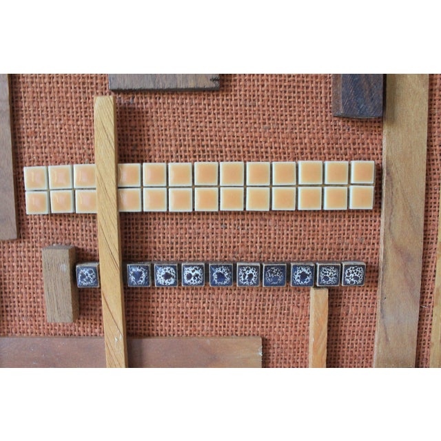 Handmade Mid-Century Modern Mixed-Media Wood & Tile Wall Art For Sale - Image 4 of 7