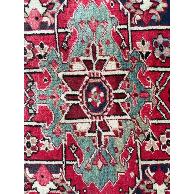 Mid 20th Century Antique Rich Heriz Full Pile Rug - 9 X 11.8 For Sale - Image 5 of 11