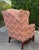 Wood Vintage American Flamestitch Wingback Chair + Ottoman For Sale - Image 7 of 11