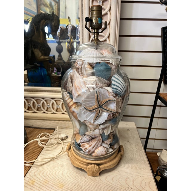 Vintage Coastal Shell Lamp For Sale In West Palm - Image 6 of 7