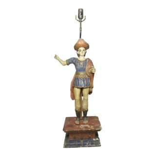 18th/19th Century Spanish Colonial Santo Figure Lamp For Sale