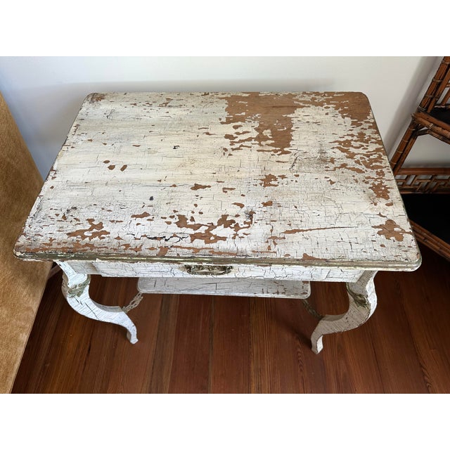 Shabby Chic 1930s Vintage Louis XV Style Painted Side Table For Sale - Image 3 of 12