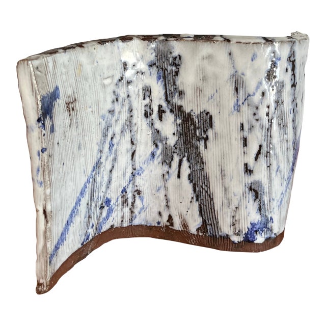Contemporary Studio Pottery Hanukkah Menorah in White & Cobalt Glaze For Sale