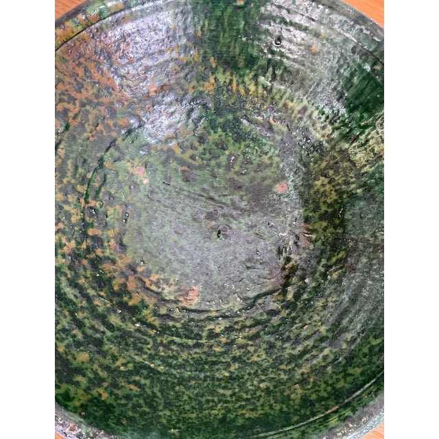 Medium Vintage Moroccan Tamegrout "Zlafa" Glazed Terra Cotta Bowl For Sale - Image 4 of 7