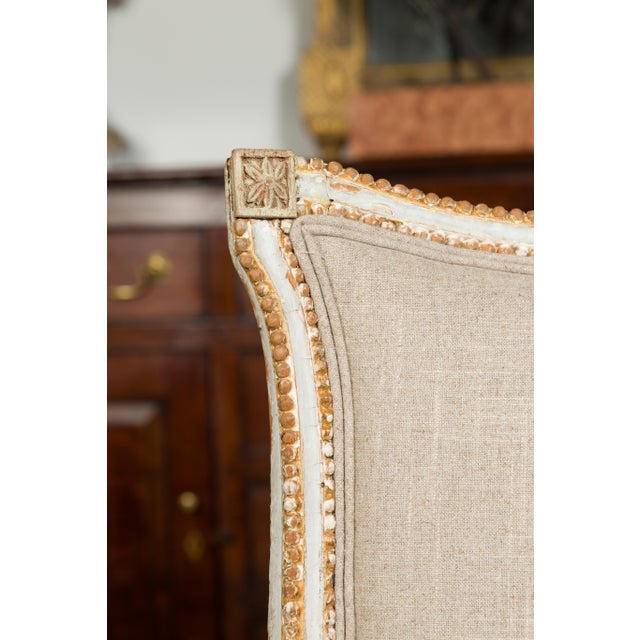 Pair of Italian Neoclassical Painted and Carved Side Chairs with Shield Backs For Sale - Image 9 of 12