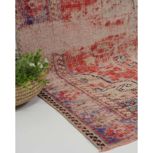 1970s Vintage Handmade Wool Cotton Red Area Rug For Sale - Image 12 of 12