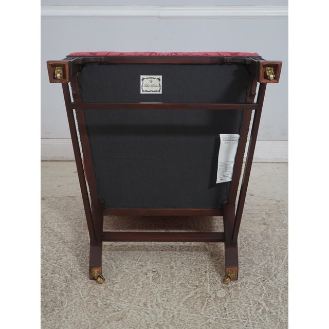 Pair Baker Damask Upholstered Mahogany Library Chairs For Sale - Image 16 of 18