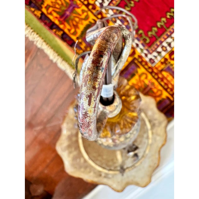 1960s Custom Italian Hand Blown Amber Glass Pendant With Brass/Bronze/Copper Finish For Sale In Columbia, SC - Image 6 of 11