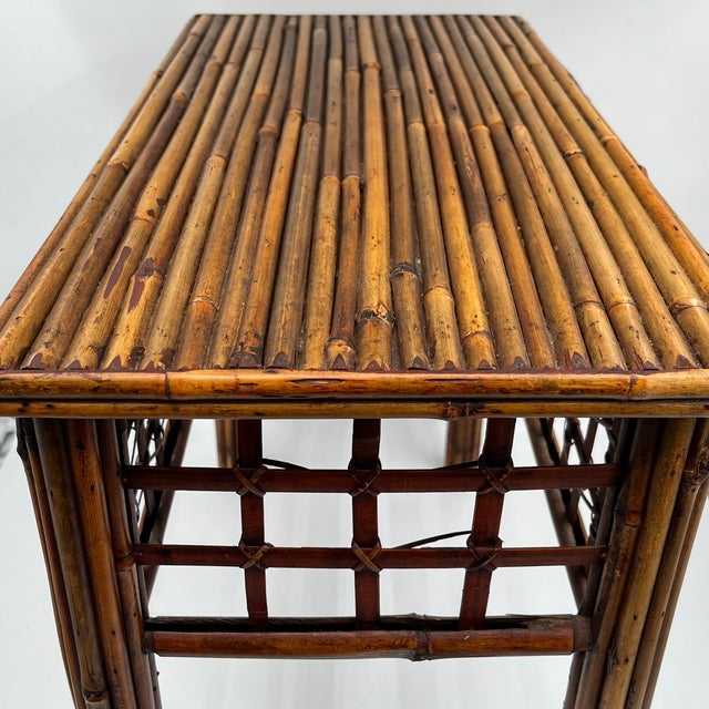 Vintage Pencil Reed Bamboo Side Table For Sale - Image 13 of 18