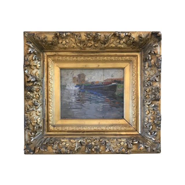 1920s French Nautical Impressionist Oil Painting by E. Godfrinon, Framed For Sale - Image 9 of 9