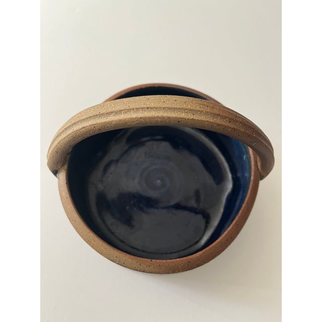 Ceramic Vintage Handmade Blue Ceramic Decorative Basket or Serving Dish For Sale - Image 7 of 8