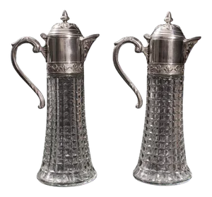 1960s Pair of Vintage Italian Glass Decorative Ewers