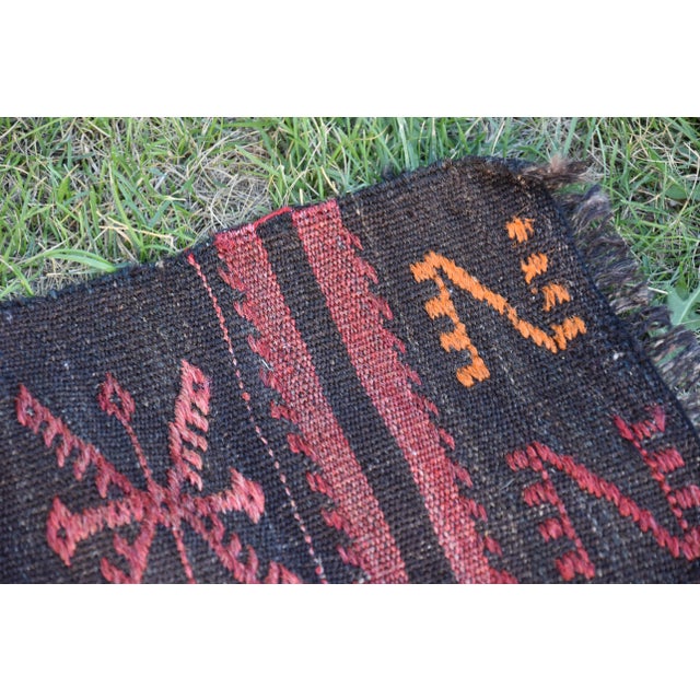 1960s Traditional Black Primitive Handmade Wool Turkish Kilim Rug For Sale In Sacramento - Image 6 of 13