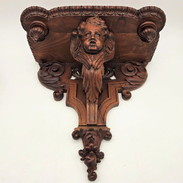 Carved Wooden Wall Console with Putti For Sale - Image 3 of 8