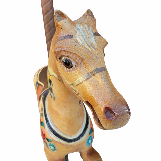 Mid 20th Century Vintage Painted Wood Carousel Horse For Sale - Image 5 of 10