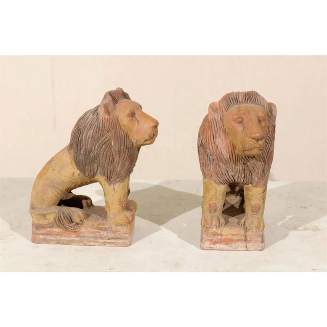 Mid 20th Century British Colonial Terracotta Lions - a Pair For Sale - Image 5 of 10